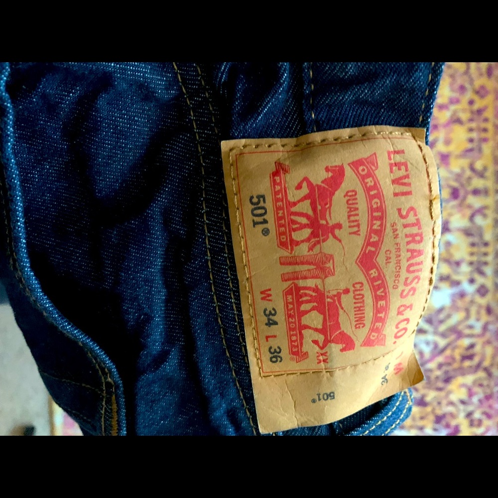 Button fly Levi’s! As brand new. 34 x 36. Yeah, I don’t iron, but only worn 2ce.
